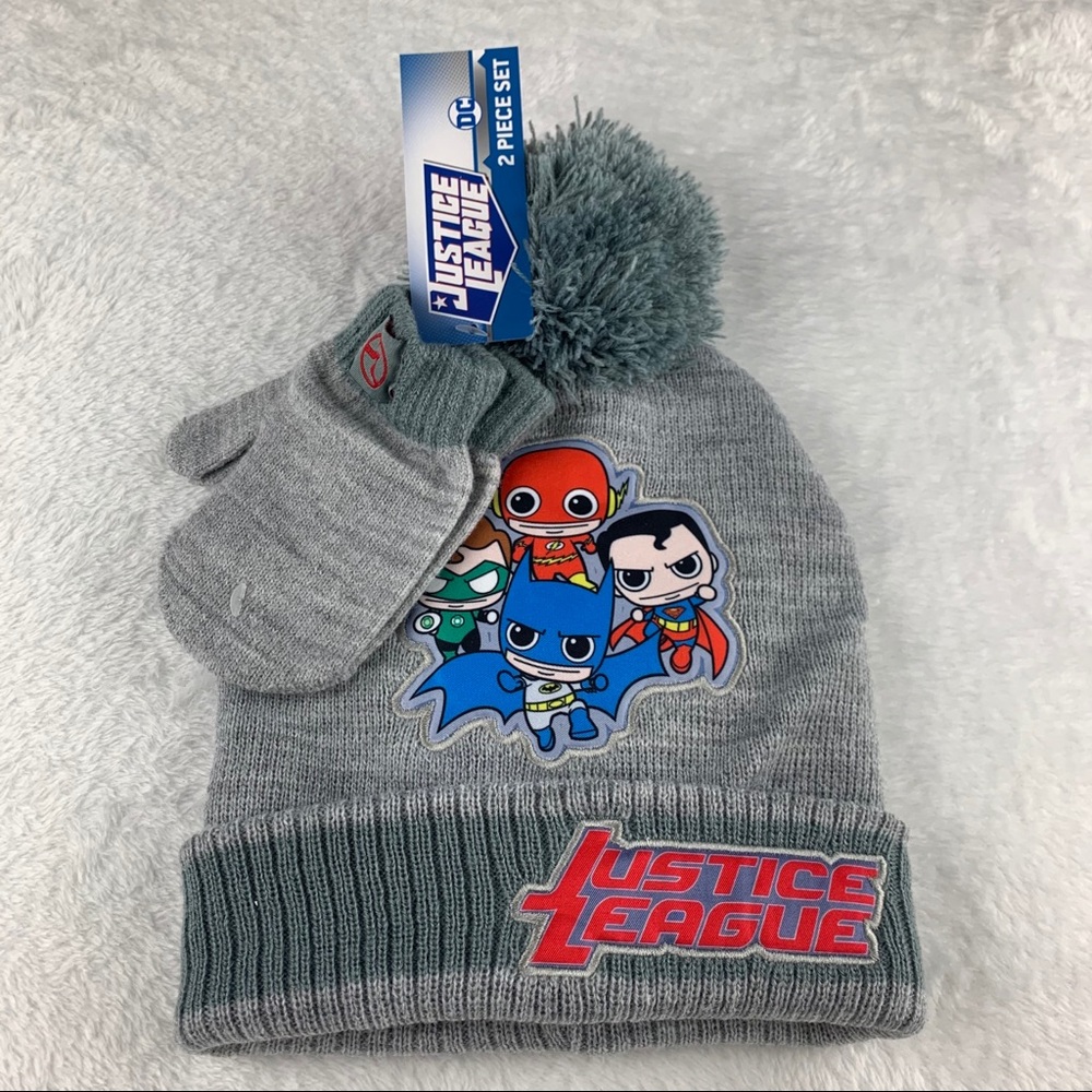 DC Justice League Gloves Hat Set Kids Superhero